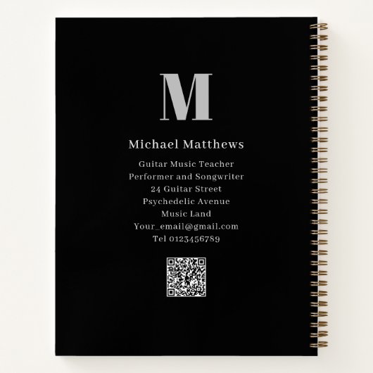 Gitarrenlehrer Custom Student Music Lesson Notizblock (Rückseite)