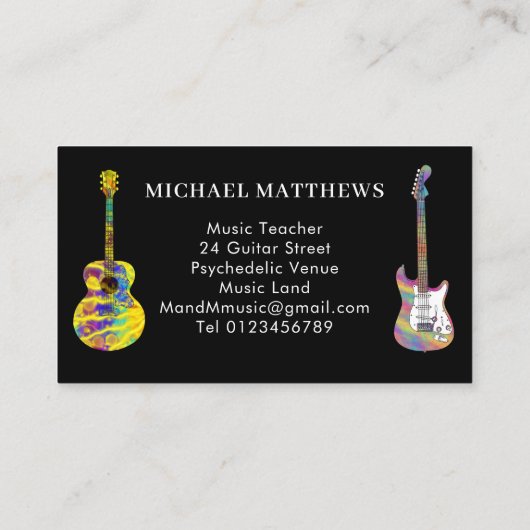 Gitarrenlehrer Musician Monogram Visitenkarte (Rückseite)