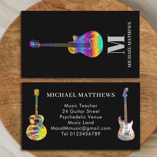 Gitarrenlehrer Musician Monogram Visitenkarte