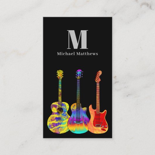 Gitarrenlehrer Musiker Custom QR Code Visitenkarte (Vorderseite)