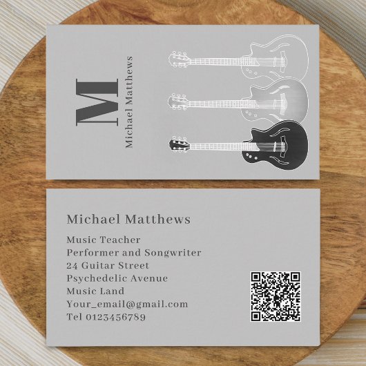 Gitarrenlehrer Musikprofi Musiker QR Code Visitenkarte