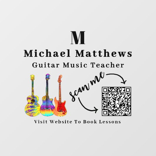 Gitarrenlehrer Musikunterricht QR-Code Fensteraufkleber (Blatt)