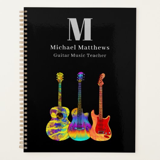 Gitarrenlehrer Musikunterricht QR-Code Planer (Vorderseite)