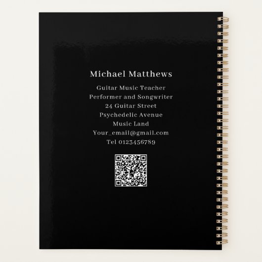 Gitarrenlehrer Musikunterricht QR-Code Planer (Rückseite)