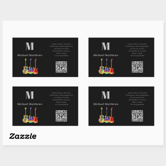 Gitarrenlehrer Musikunterricht QR-Code Rechteckiger Aufkleber (Blatt)