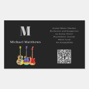 Gitarrenlehrer Musikunterricht QR-Code Rechteckiger Aufkleber