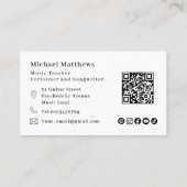 Gitarrenlehrer QR Code Social Media Custom Visitenkarte (Rückseite)