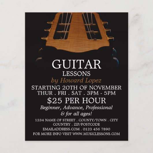 Gitarrenleiter, Gitarrenunterricht Flyer Werbung (Vorne)
