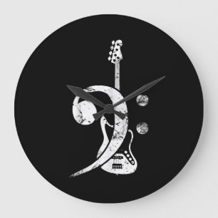 Gitarrenliebhaber   Bassschlüssel Bassgitarre Große Wanduhr