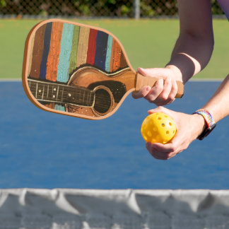 Gitarrenmalerei mit gestreiftem Hintergrund Pickleball Schläger