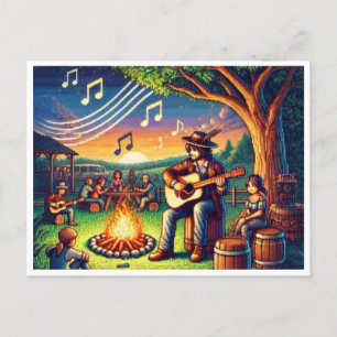 Gitarrenmonat 16-Bit Pixel Art Postcard Feiertagspostkarte