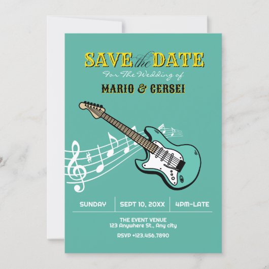 Gitarrenmusik Hochzeit Save The Date (Vorderseite)