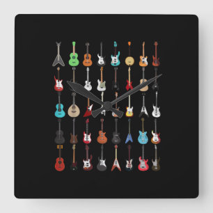 Gitarrenmusik Instrument Rock and Roll Quadratische Wanduhr
