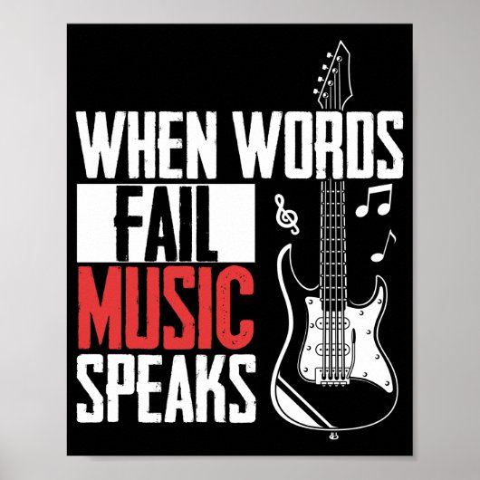 Gitarrenmusik Lover, als Worte Musik Versagte Poster (Vorne)
