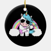 Gitarrenmusik Lover Gitarrist Unicorn Rainbow Keramik Ornament (Hinten)