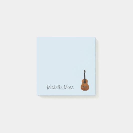 Gitarrenmusik Monogram Blue Post-it Klebezettel (Vorderseite)