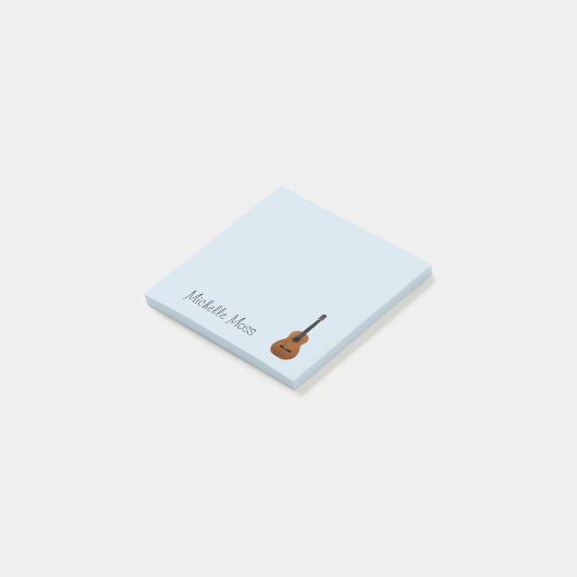 Gitarrenmusik Monogram Blue Post-it Klebezettel (angewinkelt)