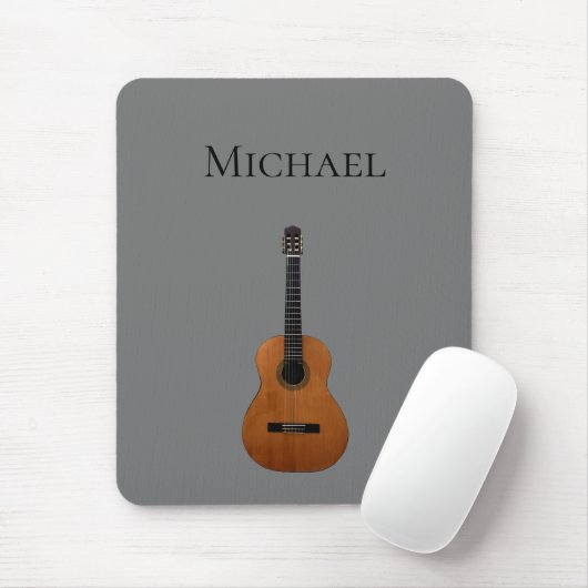 Gitarrenmusik Monogram Grau und Schwarz Mousepad (Mit Mouse)