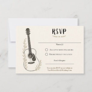 Gitarrenmusik Neutrale Farben Hochzeit RSVP Karte