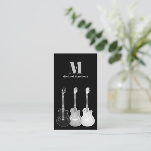 Gitarrenmusiker Beruflicher QR-Code Visitenkarte (Stehend Vorderseite)