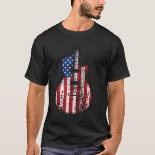 Gitarrenmusiker US-amerikanische Flagge Distressed T-Shirt