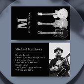 Gitarrenmusiklehrer Black Custom Foto Visitenkarte