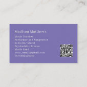 Gitarrenmusiklehrer - Lila QR-Code Visitenkarte (Rückseite)