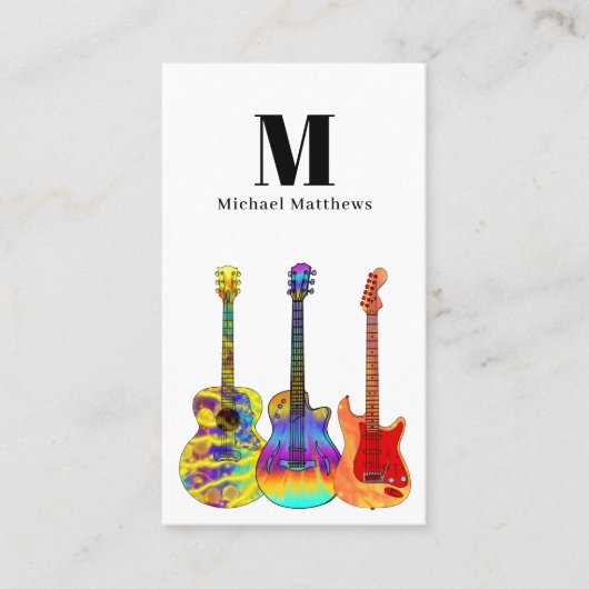 Gitarrenmusiklehrer Musiker QR-Code Visitenkarte (Vorderseite)