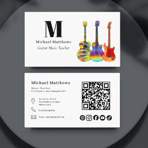 Gitarrenmusiklehrer QR-Code Social Media Benutzerd Visitenkarte