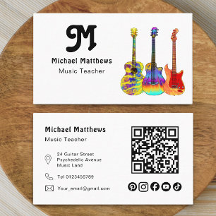 Gitarrenmusiklehrer QR-Code Social Media Custom Visitenkarte