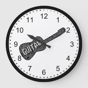 Gitarrenmusiknoten Text Große Wanduhr