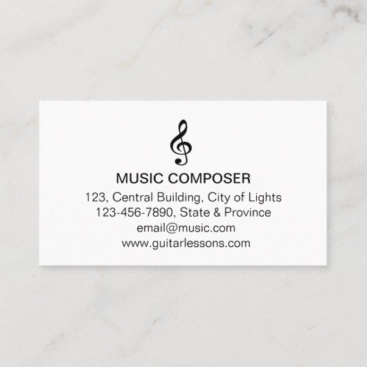 Gitarrenmusikpädagoge mit akustischen Musikern Visitenkarte (Rückseite)