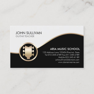 Gitarrenmusikschule Faux Gold Gitarre Icon Visitenkarte