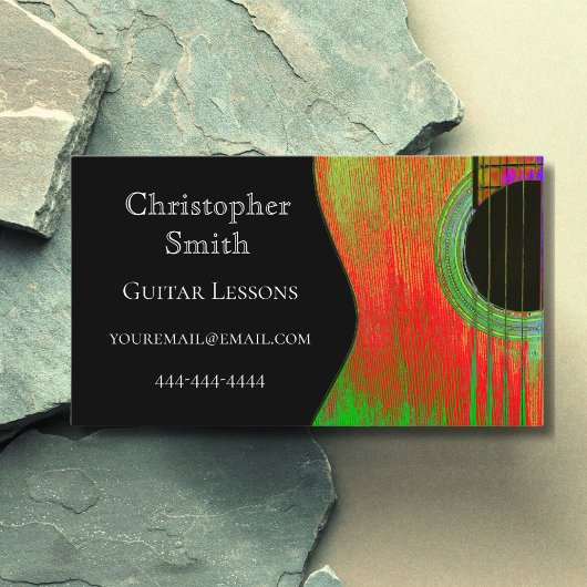 Gitarrenmusikunterricht Modernes Schwarzes Visitenkarte
