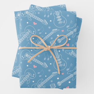 Gitarrenmuster Geschenkpapier Set