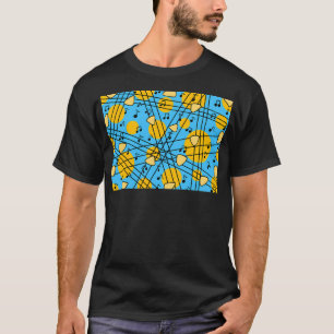 Gitarrenmuster in gelber und blauer Musik. T-Shirt