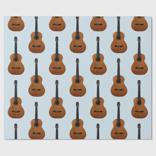 Gitarrenmuster Musikinstrument Blau Geschenkpapier (Flach)