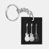 Gitarrenmuster schwarz-weiß personalisiert schlüsselanhänger (Vorderseite links)