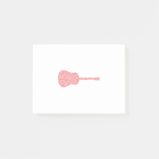 Gitarrennoten in Rot Post-it Klebezettel (Vorderseite)