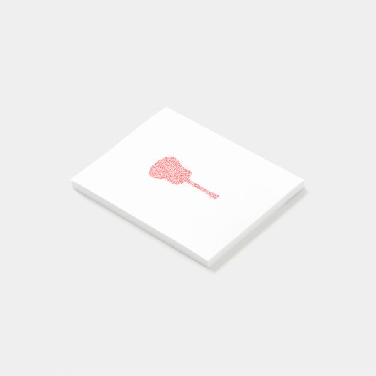 Gitarrennoten in Rot Post-it Klebezettel (angewinkelt)