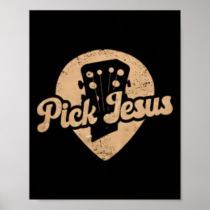 Gitarrenplättchen Jesus Musik Pastor Frohe Ostern  Poster