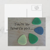 Gitarrenplättchen mit Sprüchen Postkarte (Vorne/Hinten)