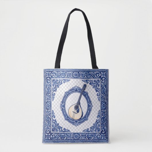 Gitarrenriemen mit Azulejo-Muster und Initiale Tasche (Vorderseite)