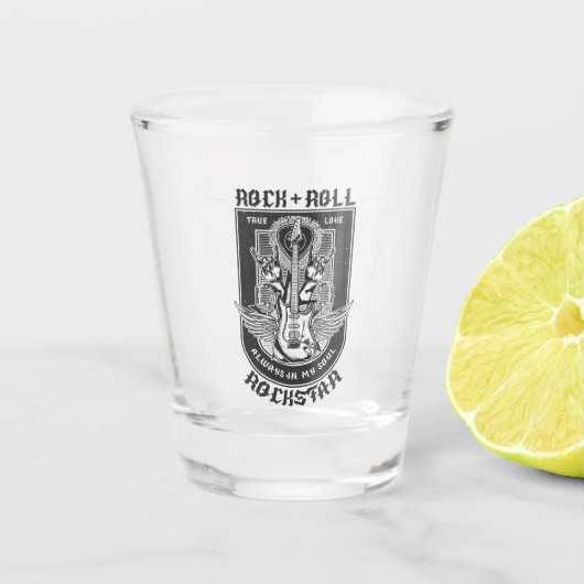 Gitarrenrock-Design Schnapsglas (Vorderseite)