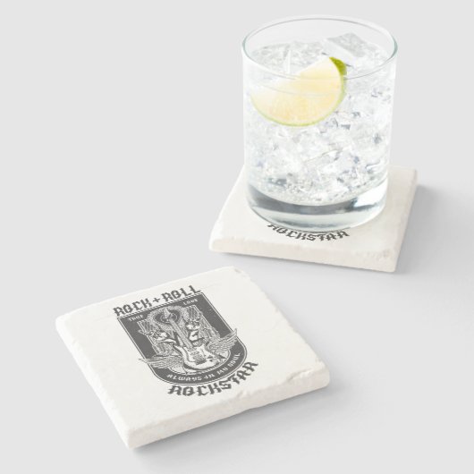 Gitarrenrock-Design Steinuntersetzer (Seitenansicht)