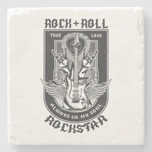 Gitarrenrock-Design Steinuntersetzer (Vorderseite)