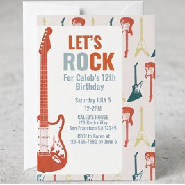 Gitarrenrock und Roll Music Rockstar Geburtstag Einladung