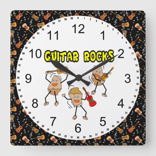 Gitarrenrocks Quadratische Wanduhr (Vorderseite)