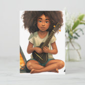 Gitarrenschwarze Mädchen Magie melanin braune Haut Einladung (Stehend Vorderseite)
