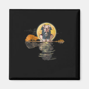 Gitarrensee Halloween Beängstigender Bulldog-Mond Magnet